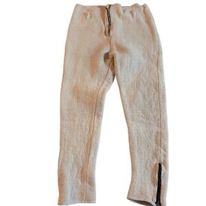 Vintage 50s/60s Wool  Thermal Long Johns Base Layer Pants‎ Beige Zip Ankles M
